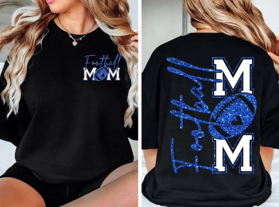 Glitter Football Mom Tee or Sweatshirt