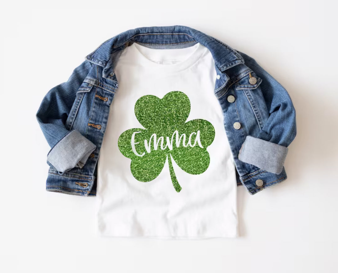 Glitter Shamrock- Customizable Youth Tee