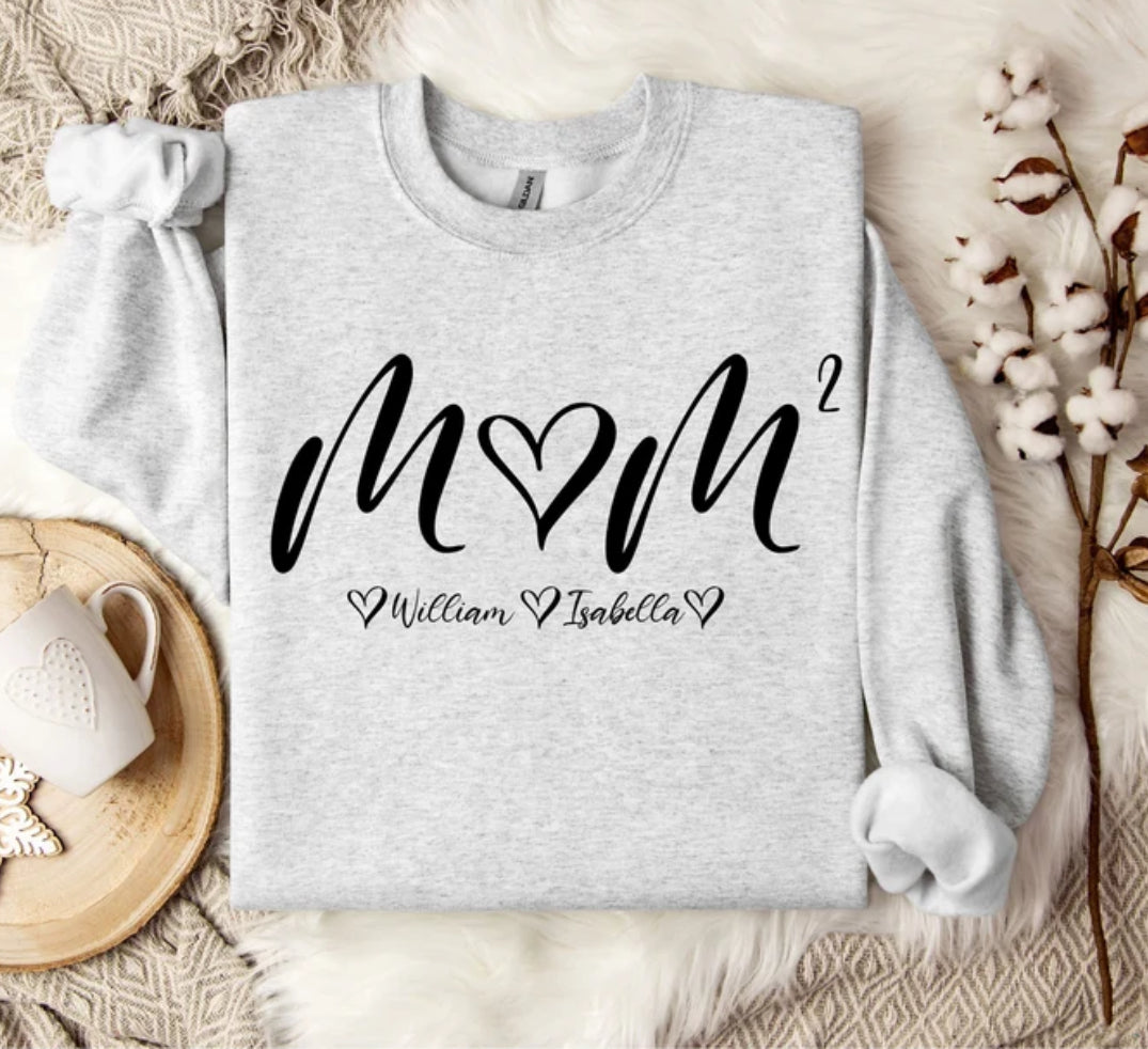 Personalized-Mom (to the * power) Crewneck Sweatshirt or Tee