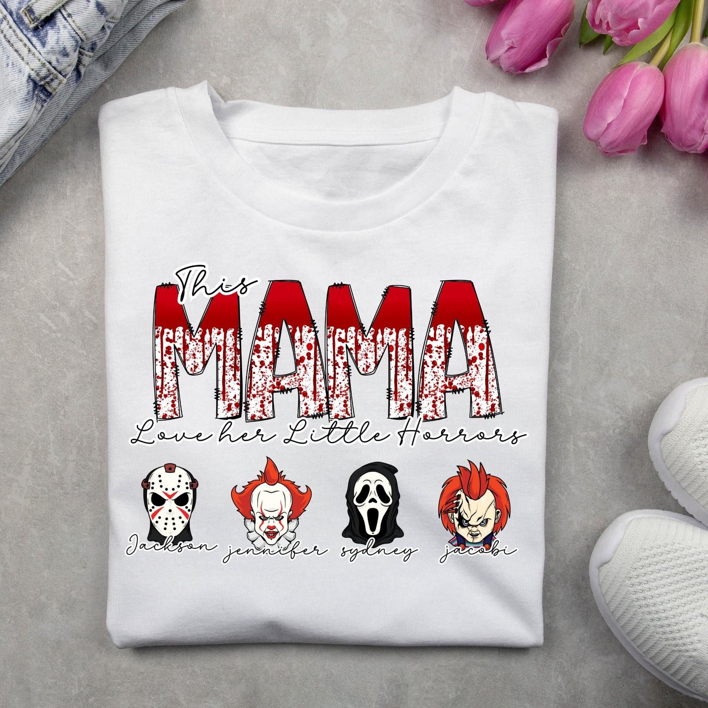 Mama’s Little Horrors-Customized Crewneck or Tee