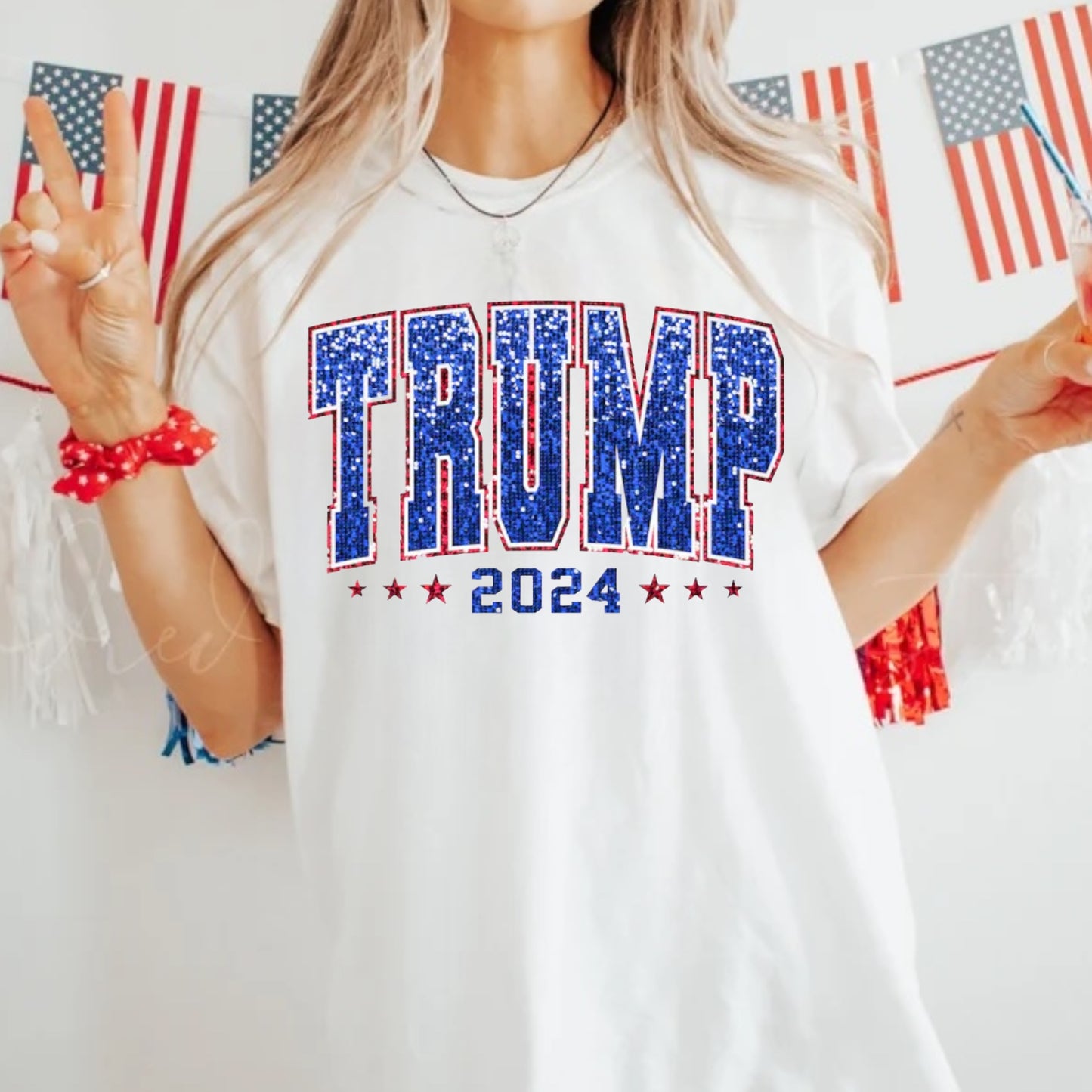 Sequin Trump 2024 Tank or Tee