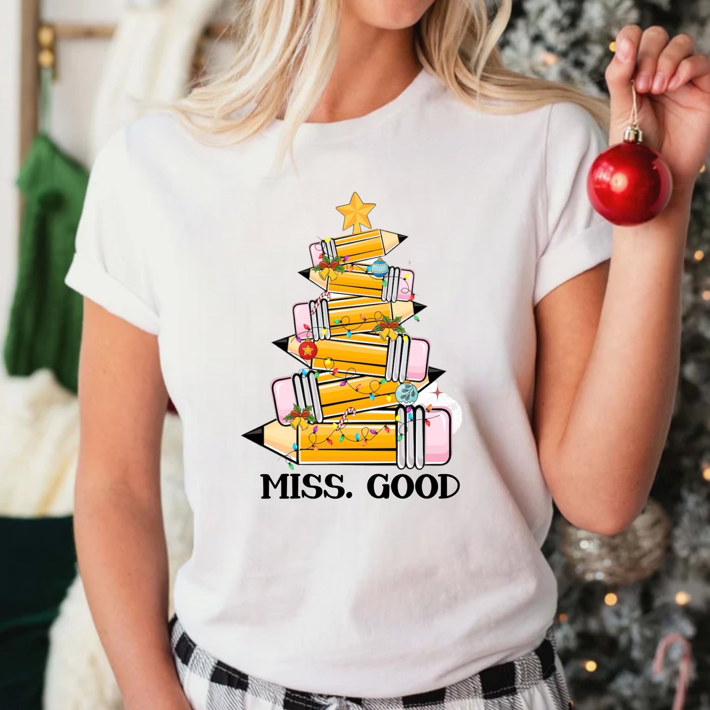 Personalized Teacher Christmas-Tee or Crewneck Sweatshirt