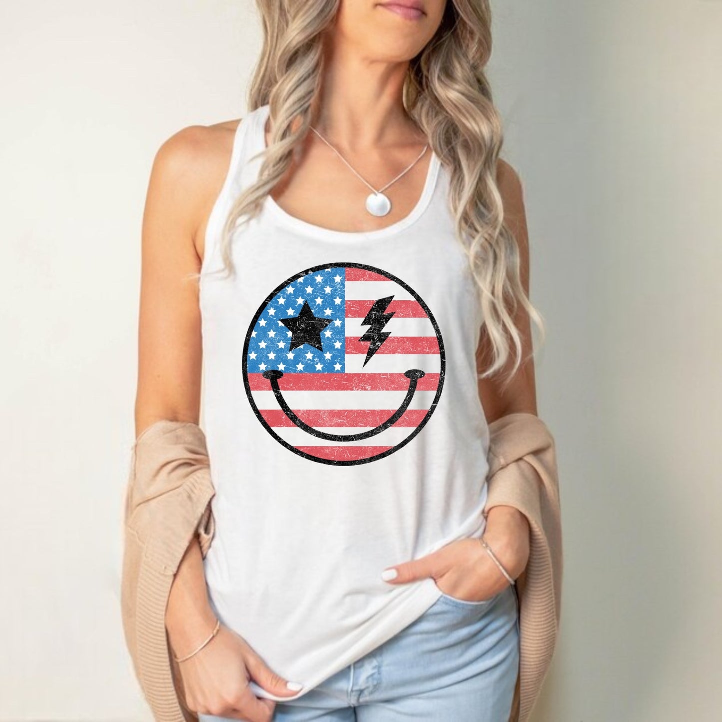 American Smiley Tank or Tee