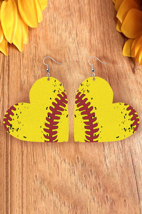 Baseball/Softball Heart Earrings