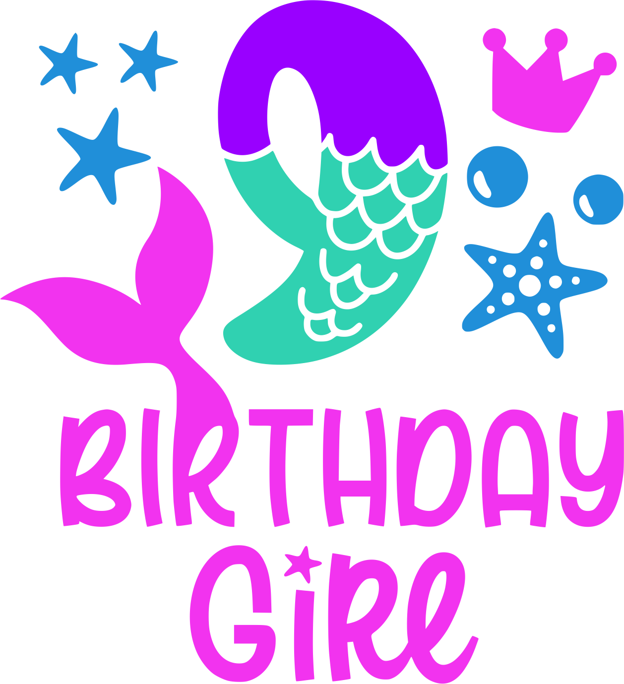 Mermaid Birthday 1-9 Youth Tee