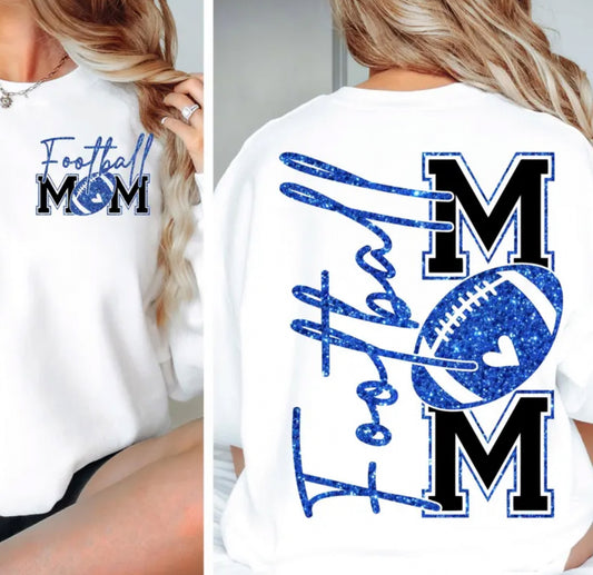 Glitter Football Mom Tee or Sweatshirt