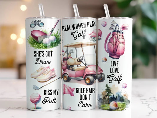 Real Women Play Golf-20oz Tumbler