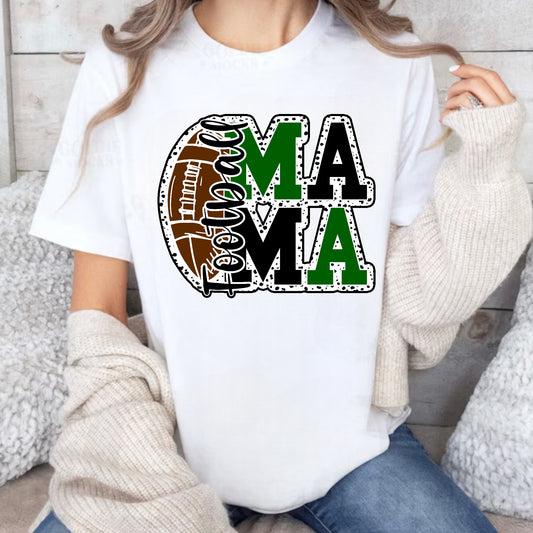 Football Mama/Green & Black Tee or Sweatshirt