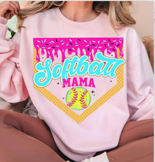 Softball Mama Drip Tee or Sweatshirt
