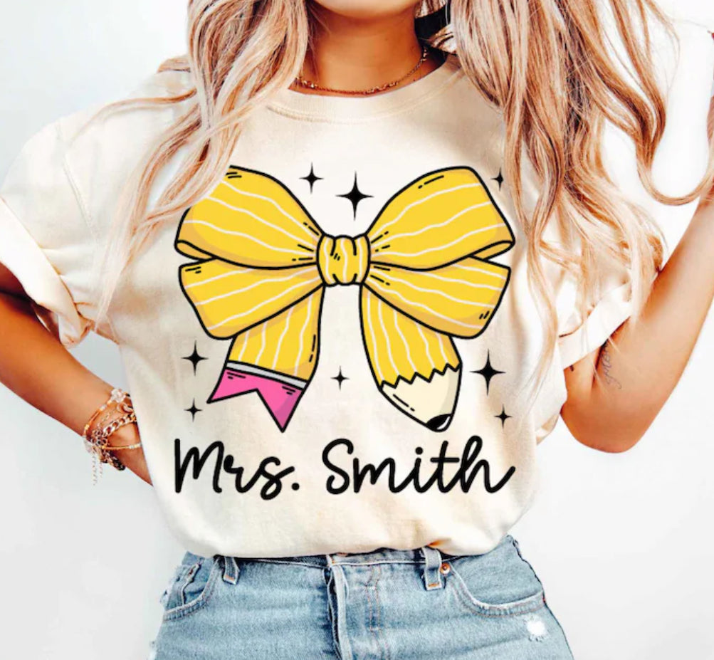 Pretty Pencil Bow-Customizable Tee