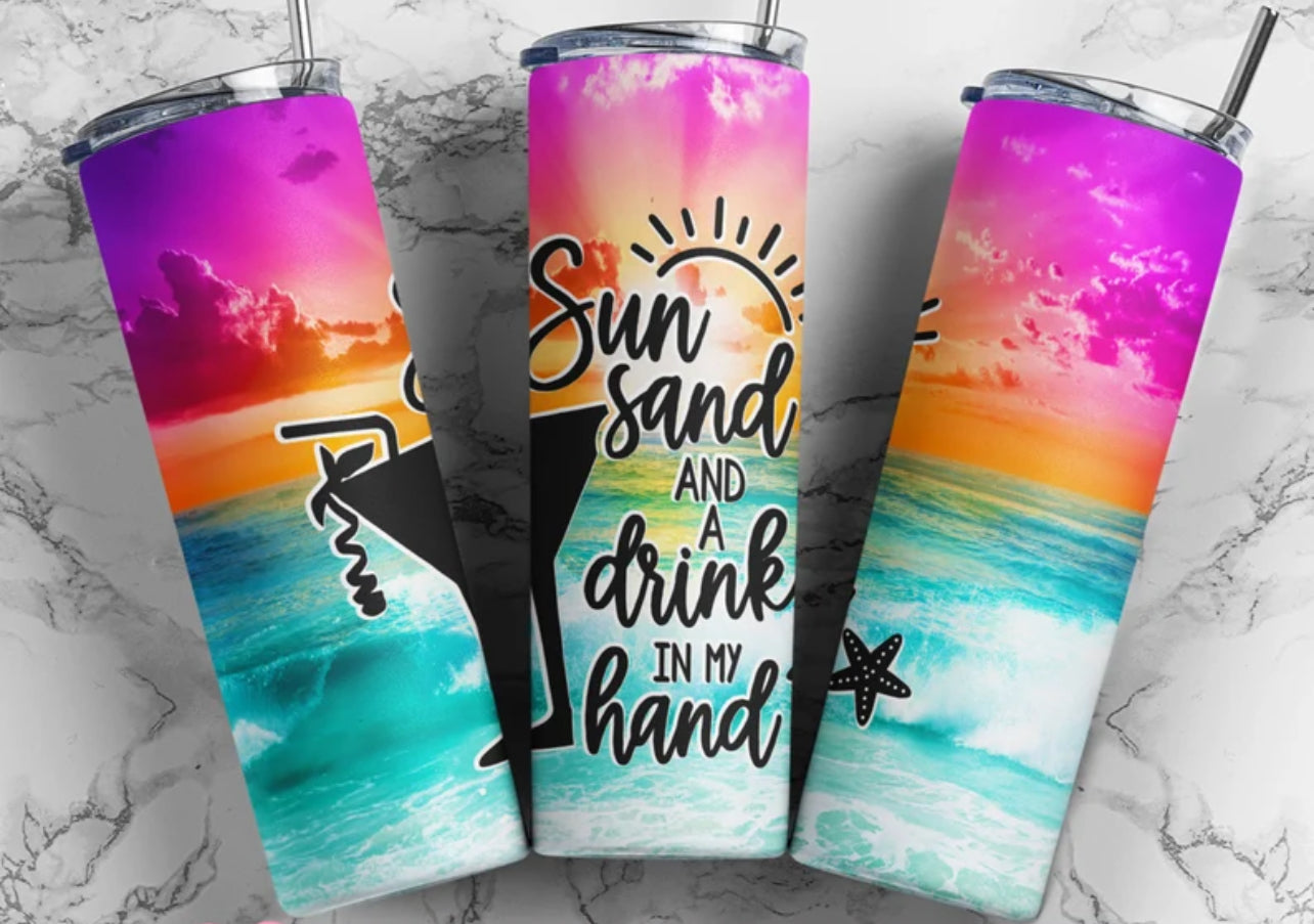 Sun, Sand, & A Drink 20oz Tumbler