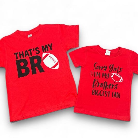 Sibling Football School Spirit Tees