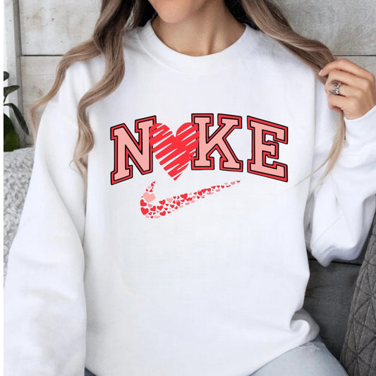 Valentine Swoosh-Crewneck Sweatshirt or Tee