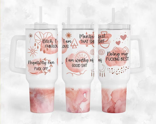 40oz Tumbler-Daily Affirmations