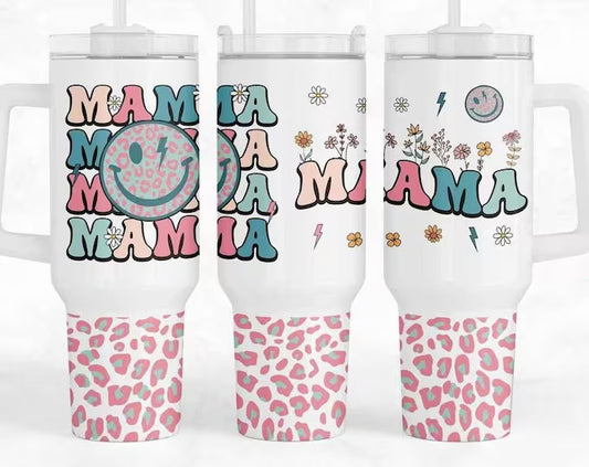 40oz Tumbler-Smiley Mama