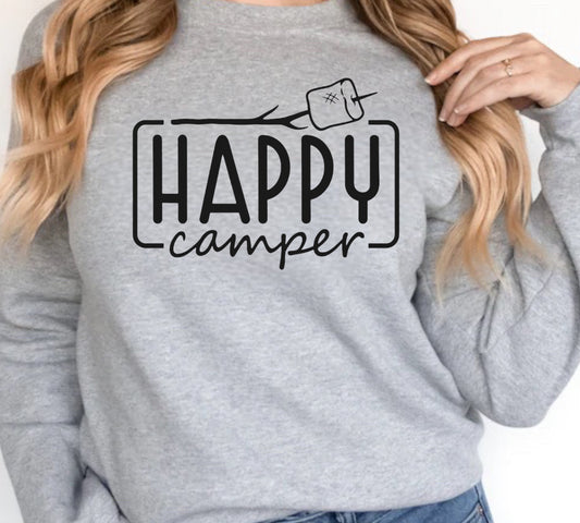 Happy Camper Crewneck Sweatshirt or Tee