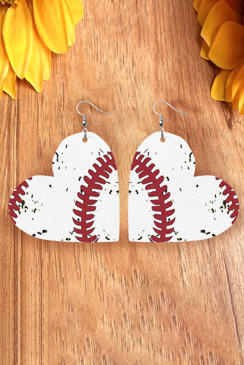 Baseball/Softball Heart Earrings