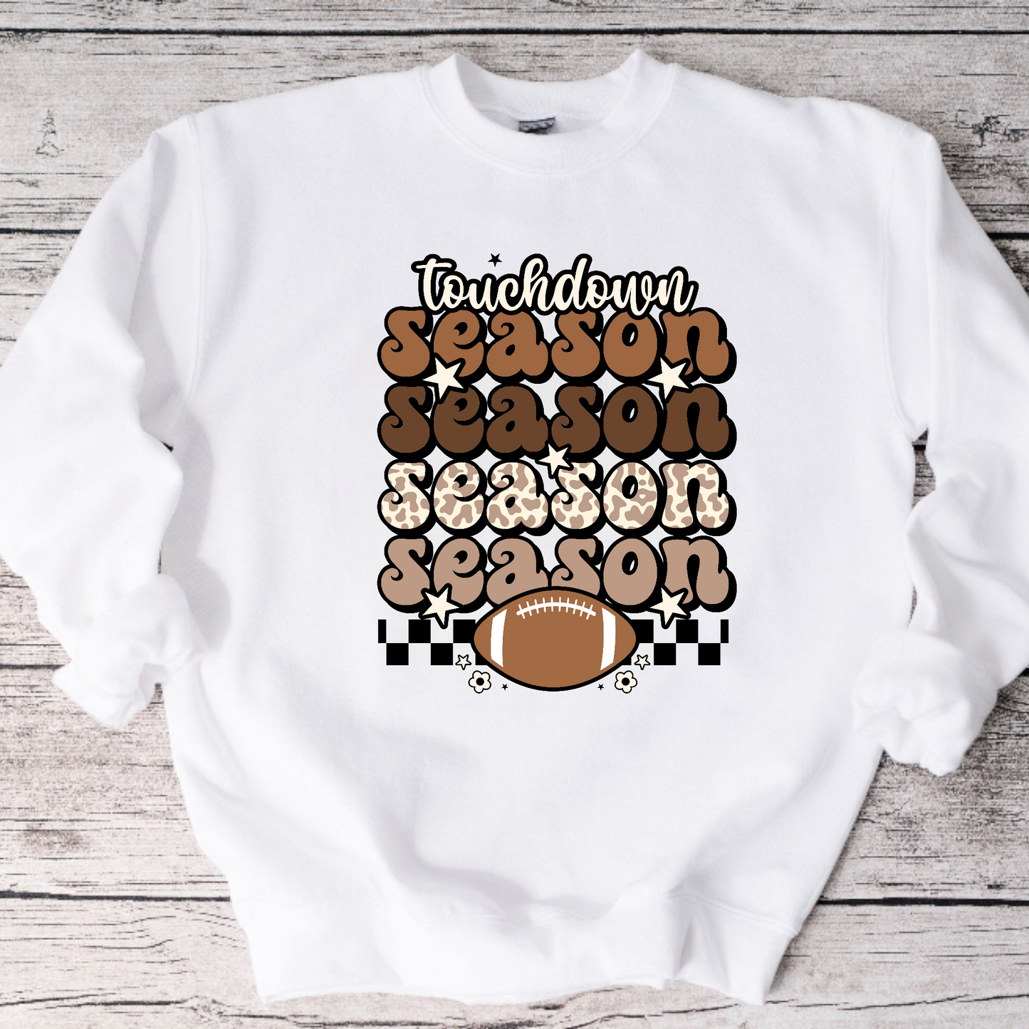 Retro Touchdown Season  Crewneck Sweatshirt or Tee