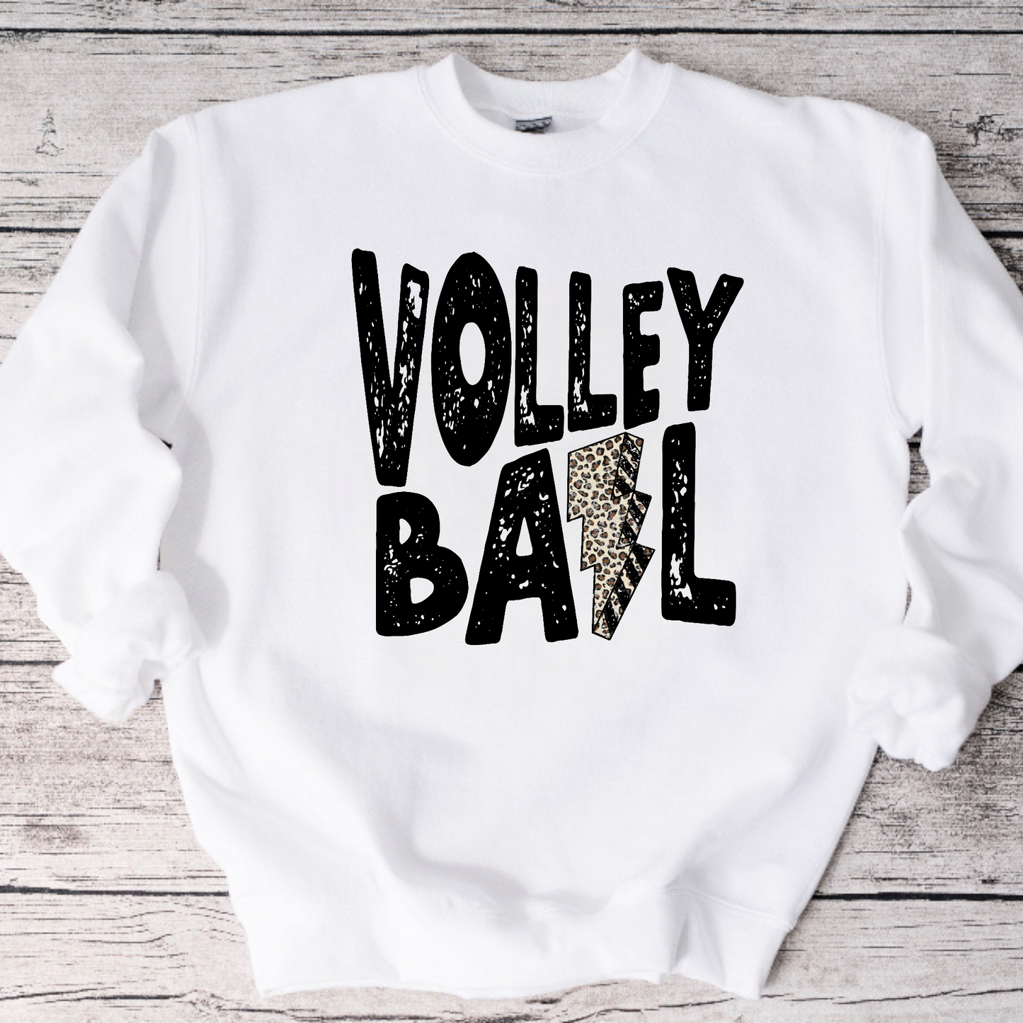 Volleyball Leopard Lightening Bolt Crewneck Sweatshirt or Tee