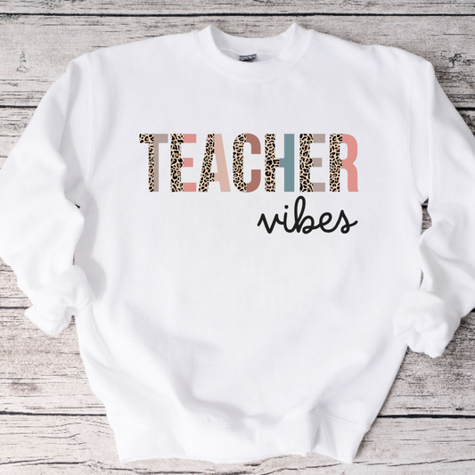 Teacher Vibes Crewneck Sweatshirt or Tee