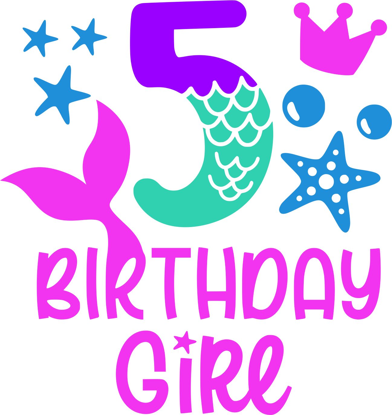 Mermaid Birthday 1-9 Youth Tee