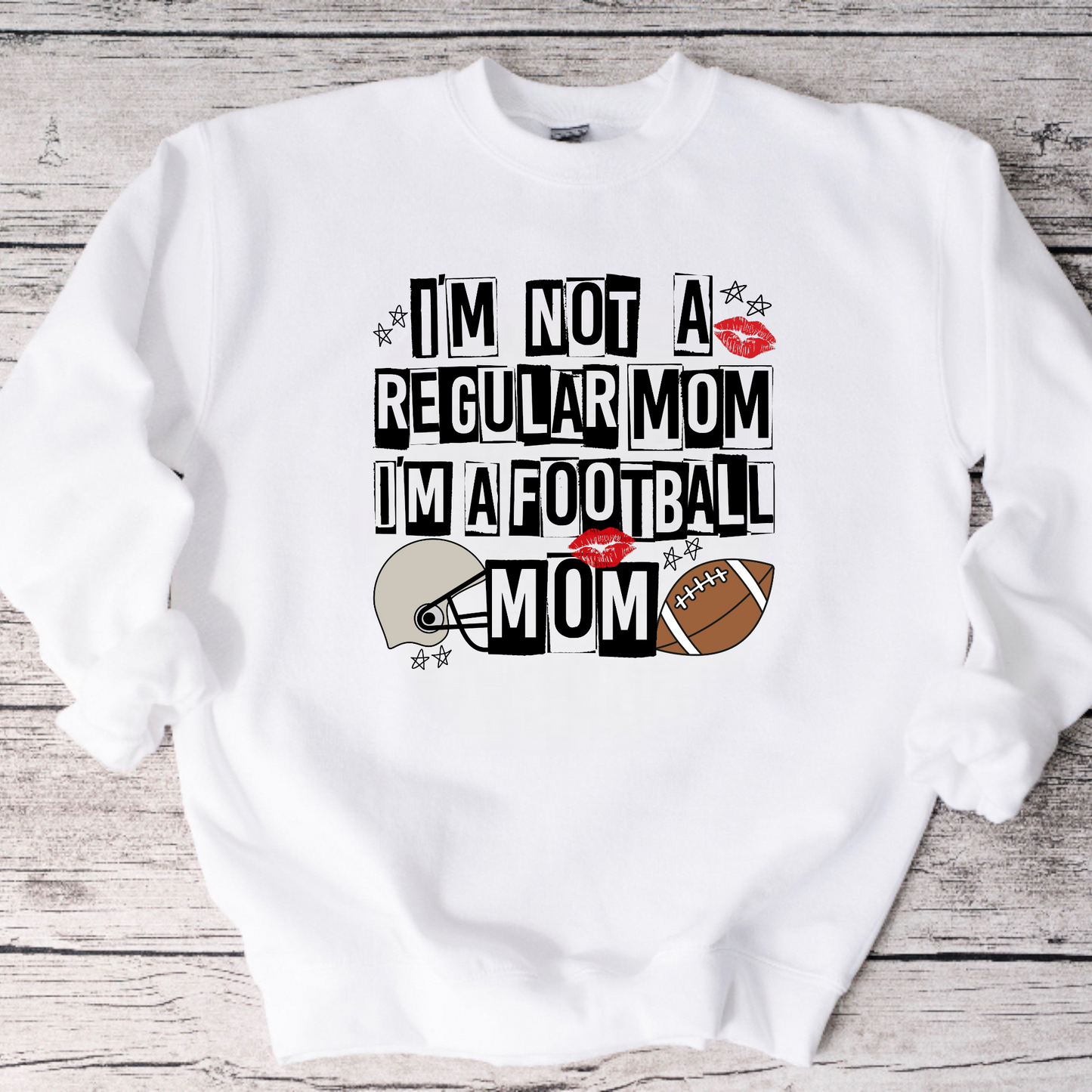 I’m not a Regular Mom Football Crewneck Sweatshirt or Tee