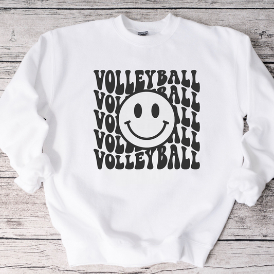 Retro Smiley Volleyball Crewneck Sweatshirt or Tee