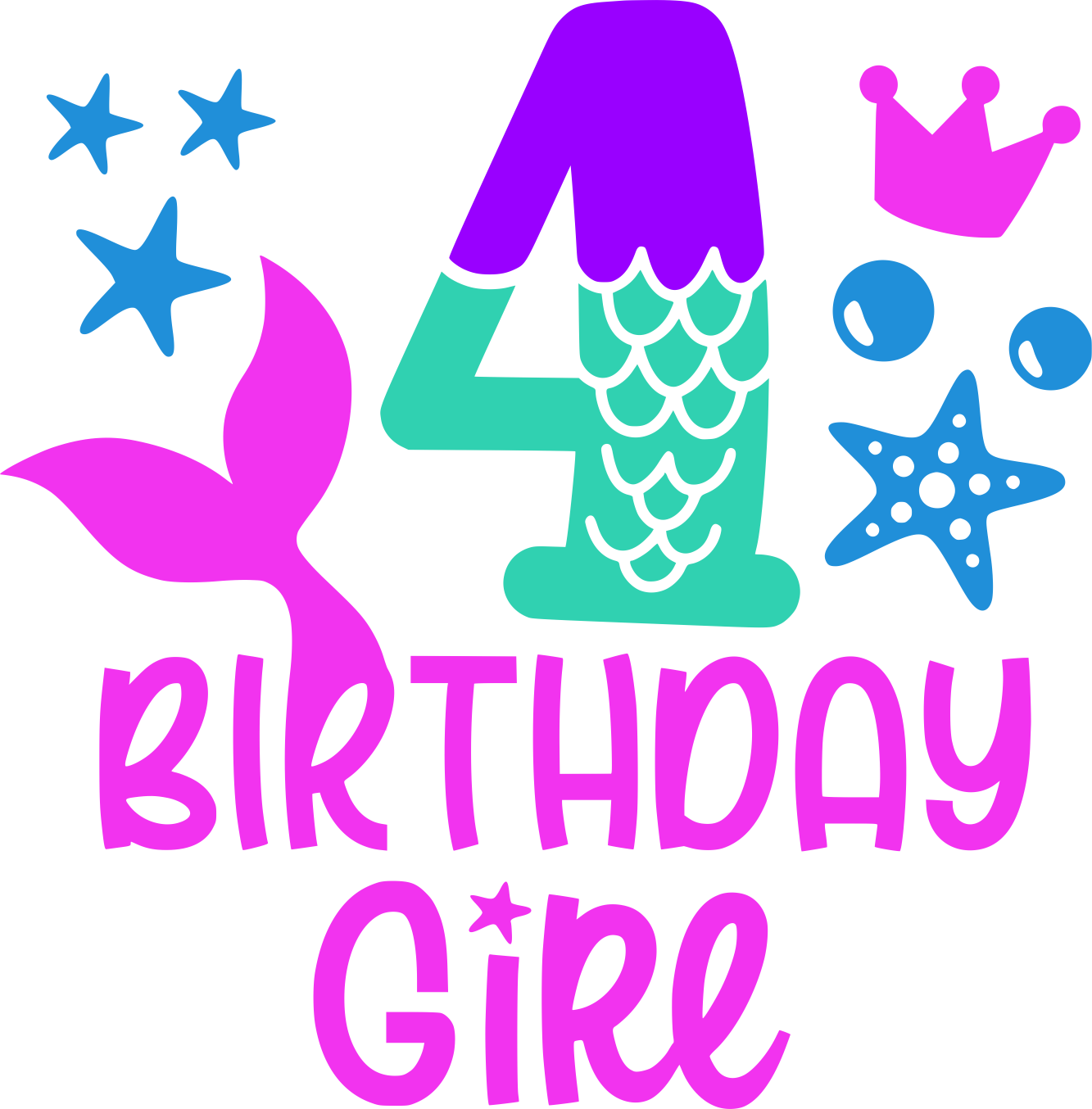 Mermaid Birthday 1-9 Youth Tee