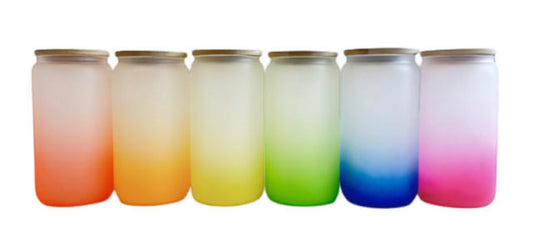 16oz Frosted Glass Ombré Colored Tumblers